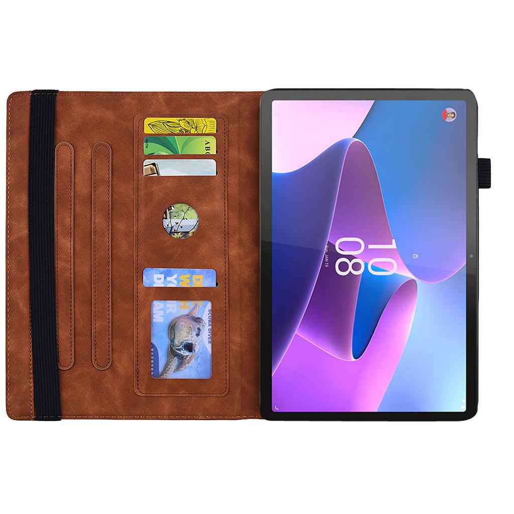 Подходит для планшета Lenovo Tab P12 кожаный чехол, Xiaoxin Pad 11-дюймовый с принтом теленка, матовый, тисненый, с держателем для карт