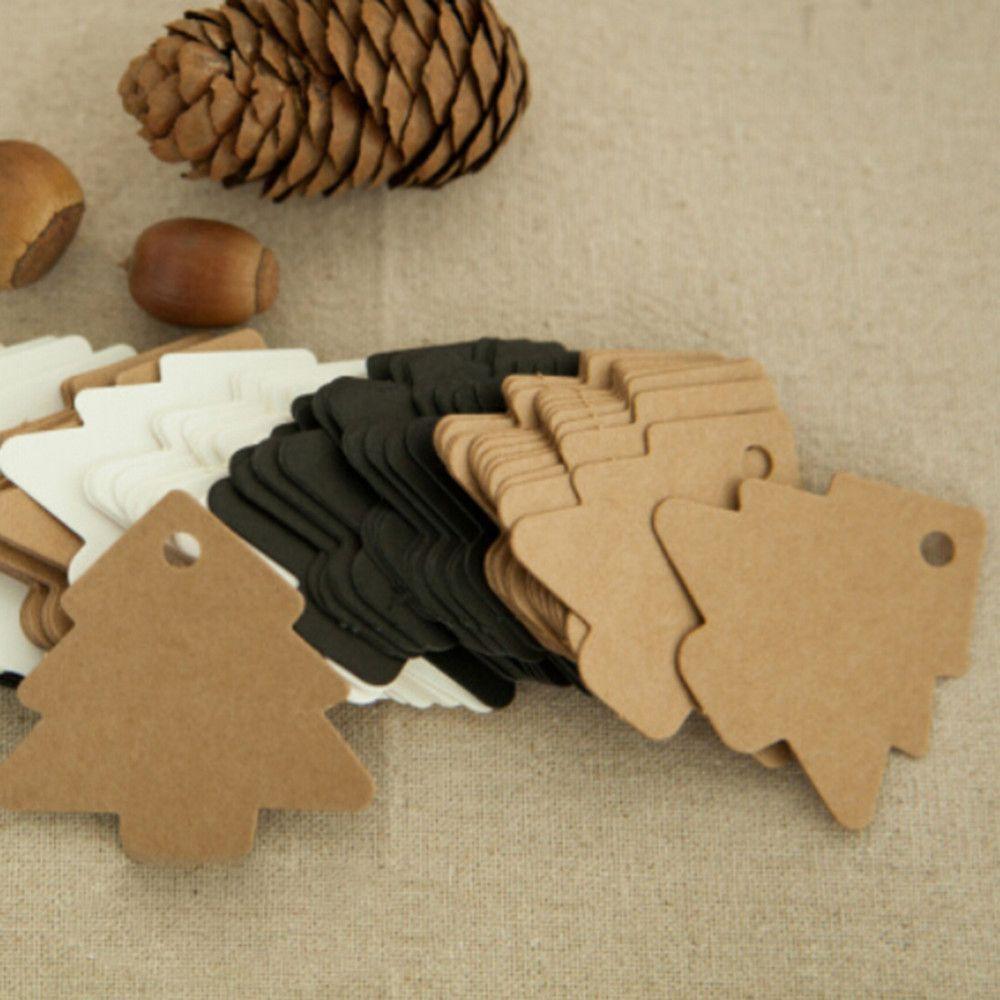 100PCS Kids Party Wedding Christmas Tree Shape DIY Kraft Paper Gift Tag