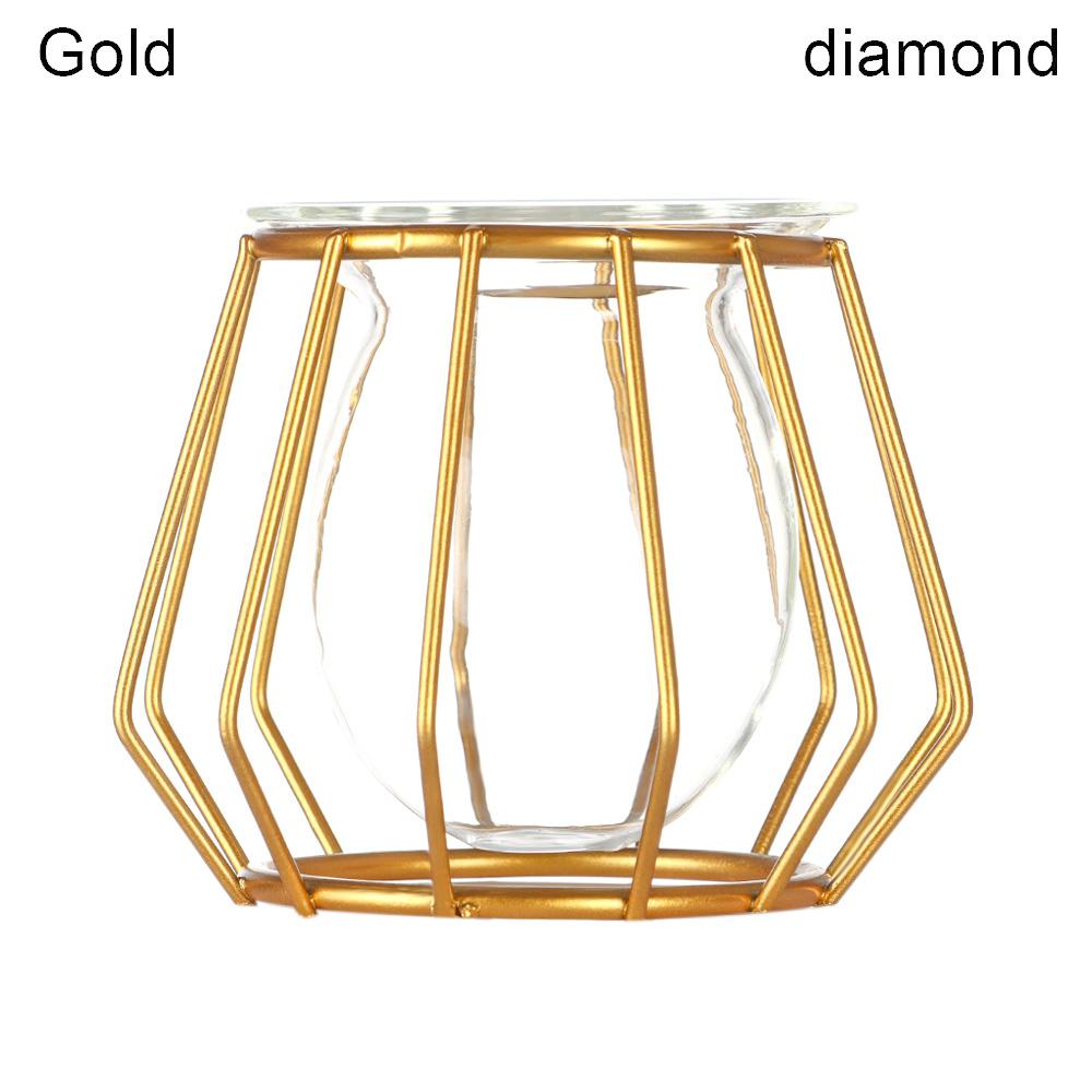 Ornament Plants Frame Hydroponic Vase Terrarium Metal Holder Glass Planter Iron Geometric Pattern