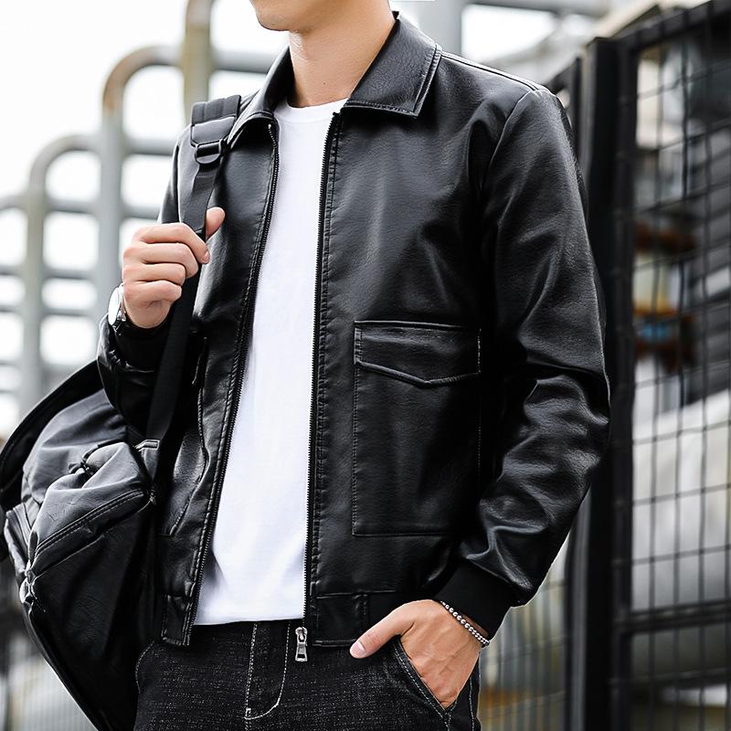 Осенне-зимнее новое кожаное пальто, мужская корейская версия, трендовая повседневная плюшевая мужская красивая кожаная куртка, пальто, мужская одежда
