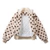 Womens Loose Fit Winter Cotton Coat Fleece Lined Polka Dot Stand Collar Casual Retro Style