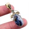 Natural Pietersite Gemstone 925 Solid Sterling Silver TwoTone Pendant 1.75" w7Q08