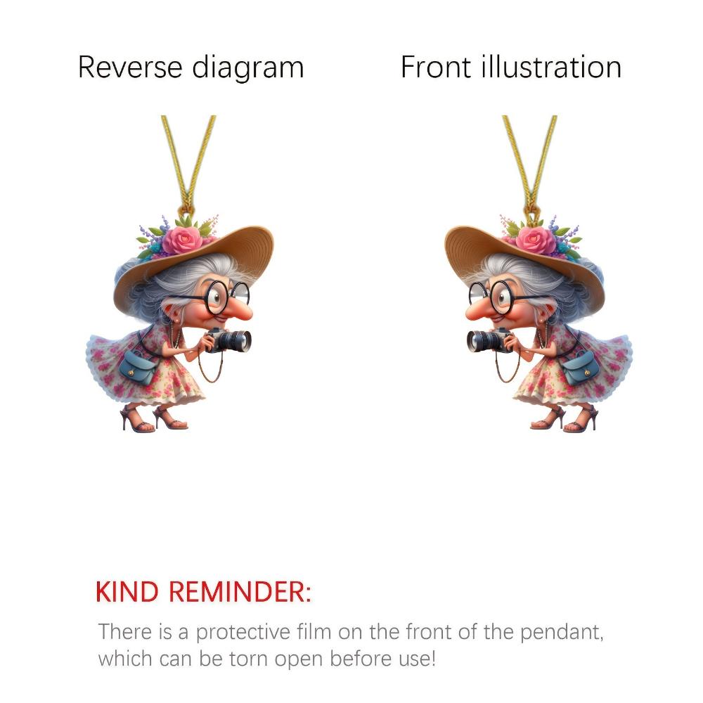 Charming Grandma Collection: 2D Acrylic Flat Photo Pendant - Multipurpose Pendant for Home Decoration Car Pendant Backpack Pendant Keychain