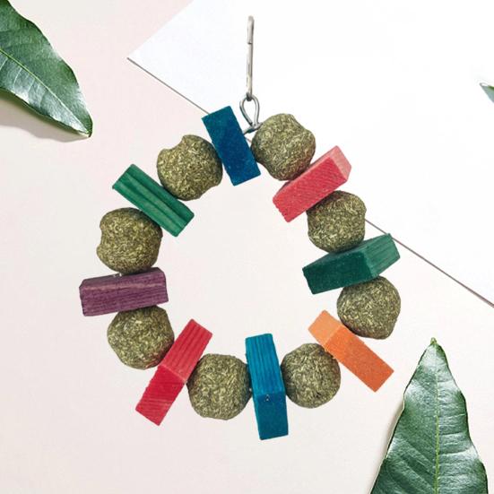 Жевательная игрушка для хомяка с подвесным крючком Шарик из натуральной древесины из травы Кролик Шиншилла