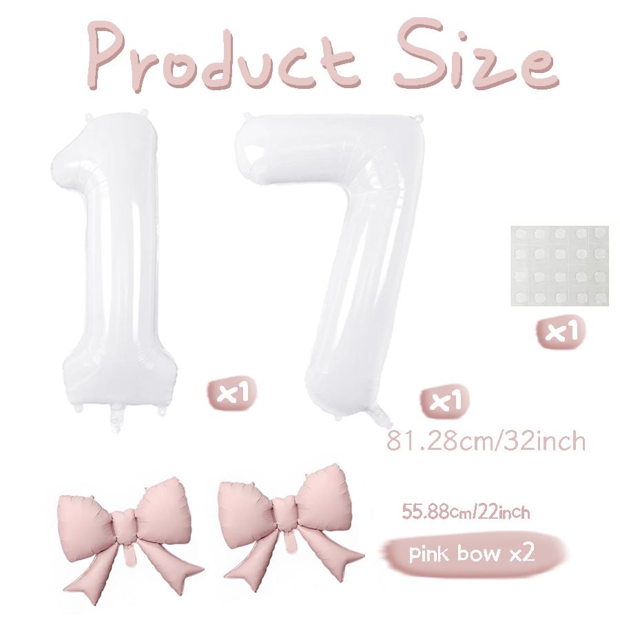 Number balloon set baby pink bow balloon ,white and pink balloon birthday proposal, weddingballoon decoration