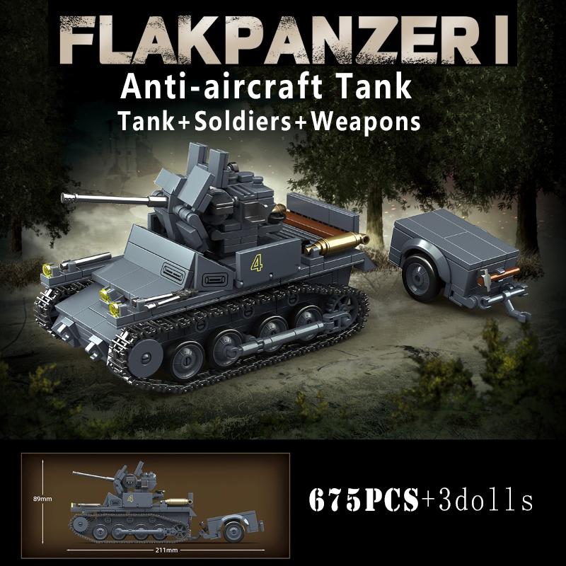 Военный Мировой Войны Немецкий FLAKPANZER V COELIAN Зенитный Танк Строительные Блоки WW2 Танки Тигр Пантера Кирпичики Детские Игрушки Подарки