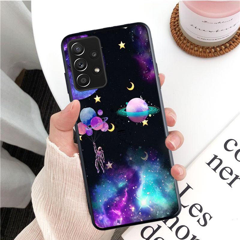 Чехол для телефона «Луна-космонавт» для Samsung Galaxy A35 A55 A54 A15 A25 A05s A05 A22 A24 A52 A33 A34 M34 M14 M54 M23