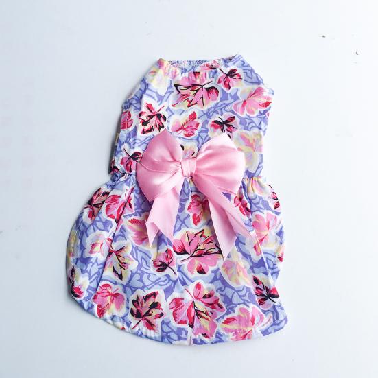 Платье для щенка с цветочным принтом, плиссированные края, очаровательная, хорошая пластичность, дышащий бант, украшение для платья
