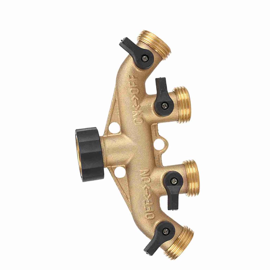 3 4 Inch Brass 4 Way Hose Pipe Splitter Nozzle Switcher Tap Connectors for Garden Irrigation