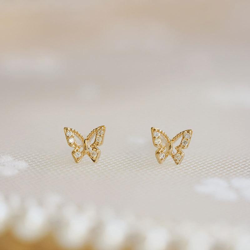 Серьги-бабочки Новые маленькие супер феи серьги легкие и роскошные и высокого класса