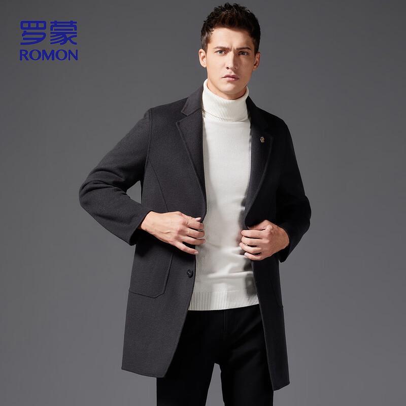 ROMON Мужское полупальто MN302 средней длины из смесовой шерсти двусторонней вязки