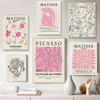 Pink Picasso Dancers The Museum Art Exhibition Poster Keith Line Woman Face Prints Matisse Flower Wall Picture Living Room Decor