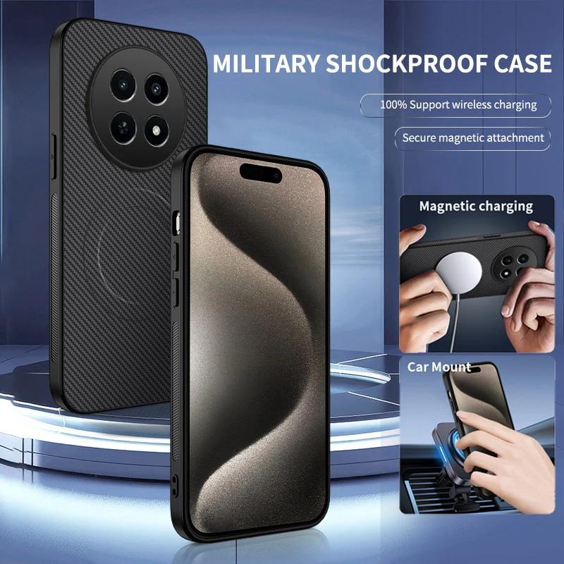 Anti-Drop Carbon Fiber Silicone Soft Phone Case For Realme 13 12X 12 Pro Plus 5G 4G Magnetic Wireless Charging Back Cover Cases