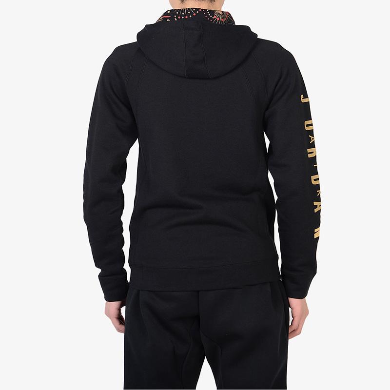 Air Jordan Китайский Новый год Фейерверк с капюшоном на молнии Повседневная куртка Мужская верхняя одежда Черный AO1922-010