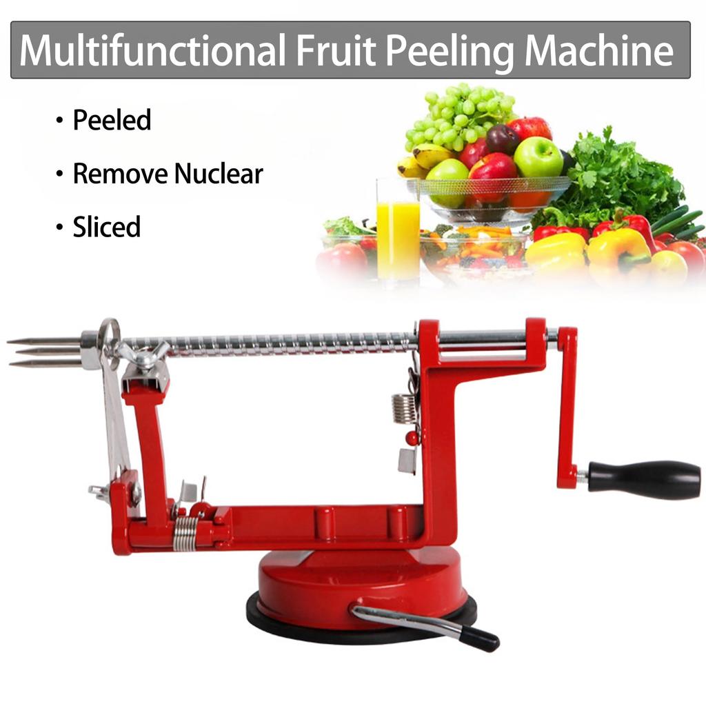 Овощечистка для яблок Corer, ручная овощечистка с лезвиями из нержавеющей стали и мощной присоской для яблок, груш, картофеля, красного цвета