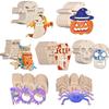 6Pcs Halloween Wooden Crafts Spider Pumpkin Ornament For Halloween Home Party Hanging Decorations Kids DIY Painting Gifts
