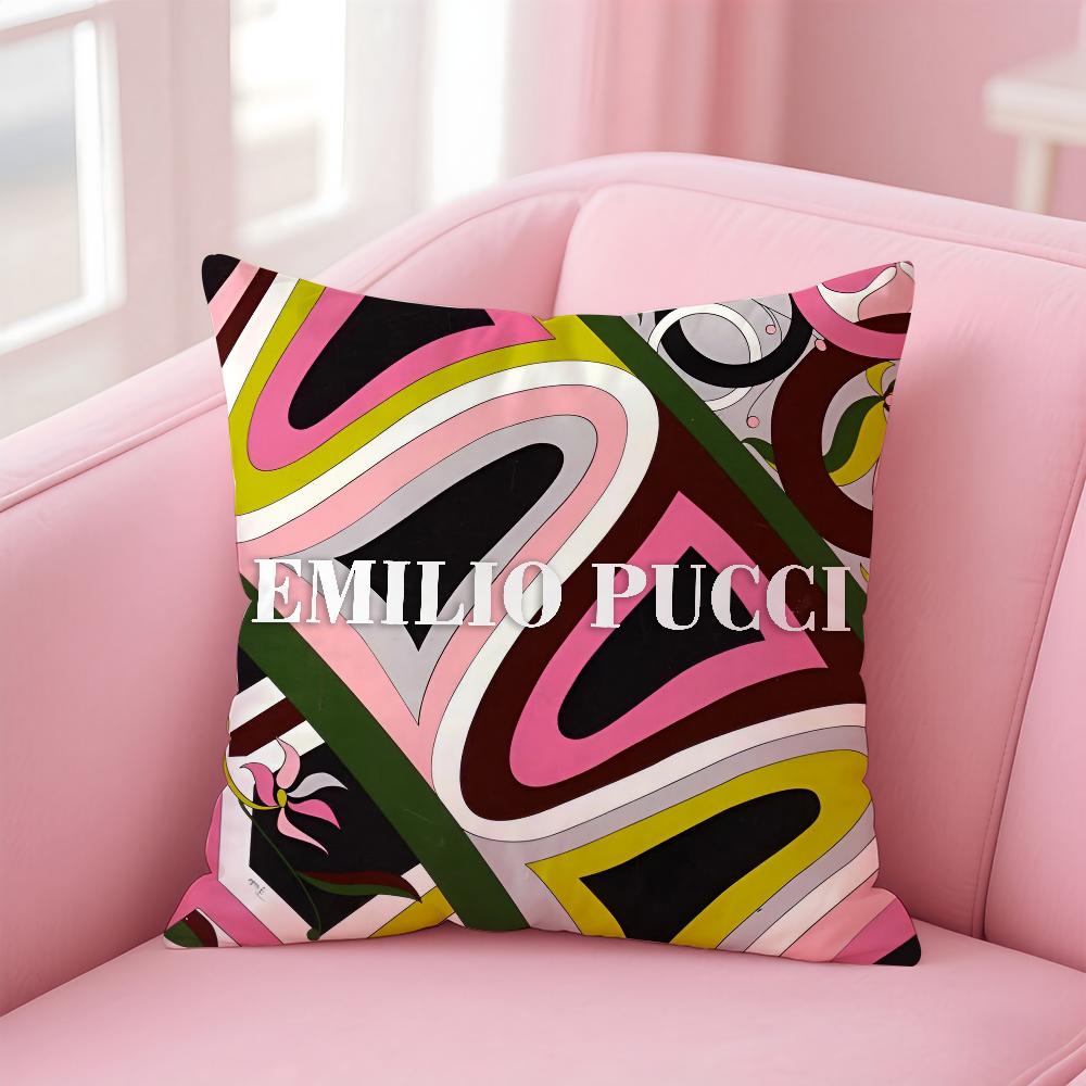 Логотип E-EE-Emilio Чехол для подушки P-Pucci Чехол для подушки против пылевых клещей Невидимая молния шелковистый короткий плюш Чехол для диванной подушки