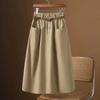 2024 Women's Elastic High Waist A-line Midi Skirt - Versatile Three-Button Casual Fashion