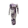 Women's Off-shoulder Slim Dress with Flower Print Tight Casual Long Dress
