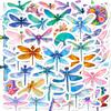 50 Colorful Dragonfly Stickers Cute Insect Stickers Cartoon Dragonfly Doodle Stickers Personalized Hand Account Decoration