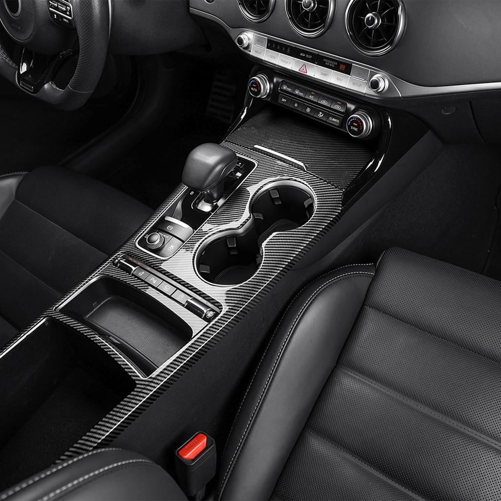 Car Interior Parts Carbon Fiber Central Console Gear Shift Panel Frame Trim Cover ABS Plastic For Kia Stinger 2018-2023 LHD/RHD