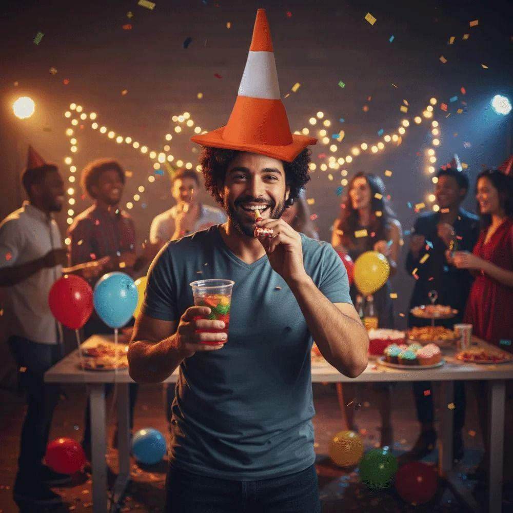 Foldable Design Conical Hat Stage Hat Party Hip Hop Hat Funny Traffic Cone Hat Stage Performance