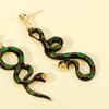 Fashionable Asymmetrical Snake Earrings Chic Modern Animal Design Jewelry