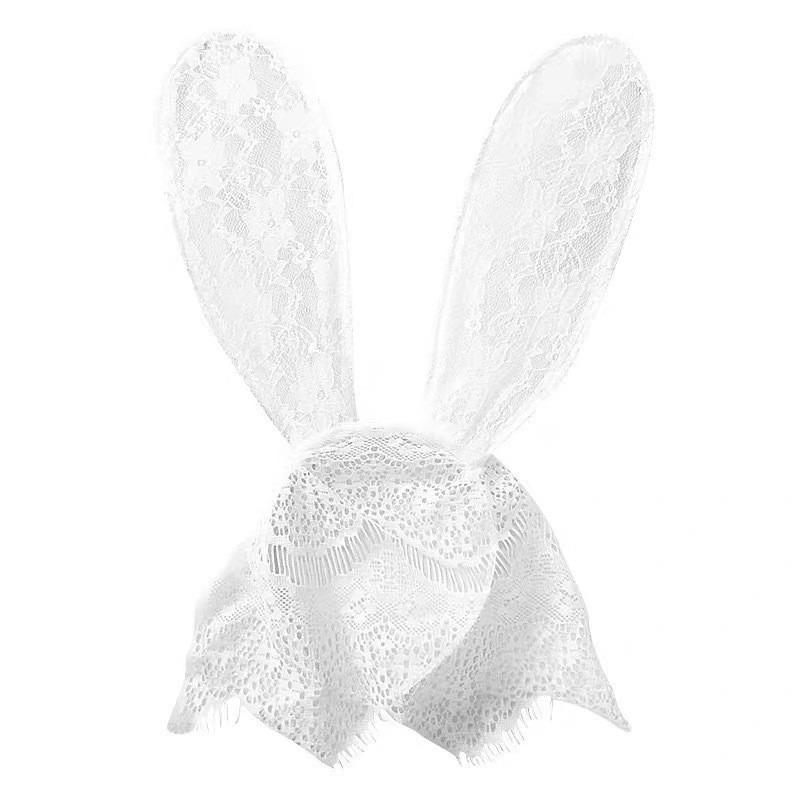 Party Banquet Pure Erotic White Lace Rabbit Ear Hairband for Photography Props for Female Models Decoration