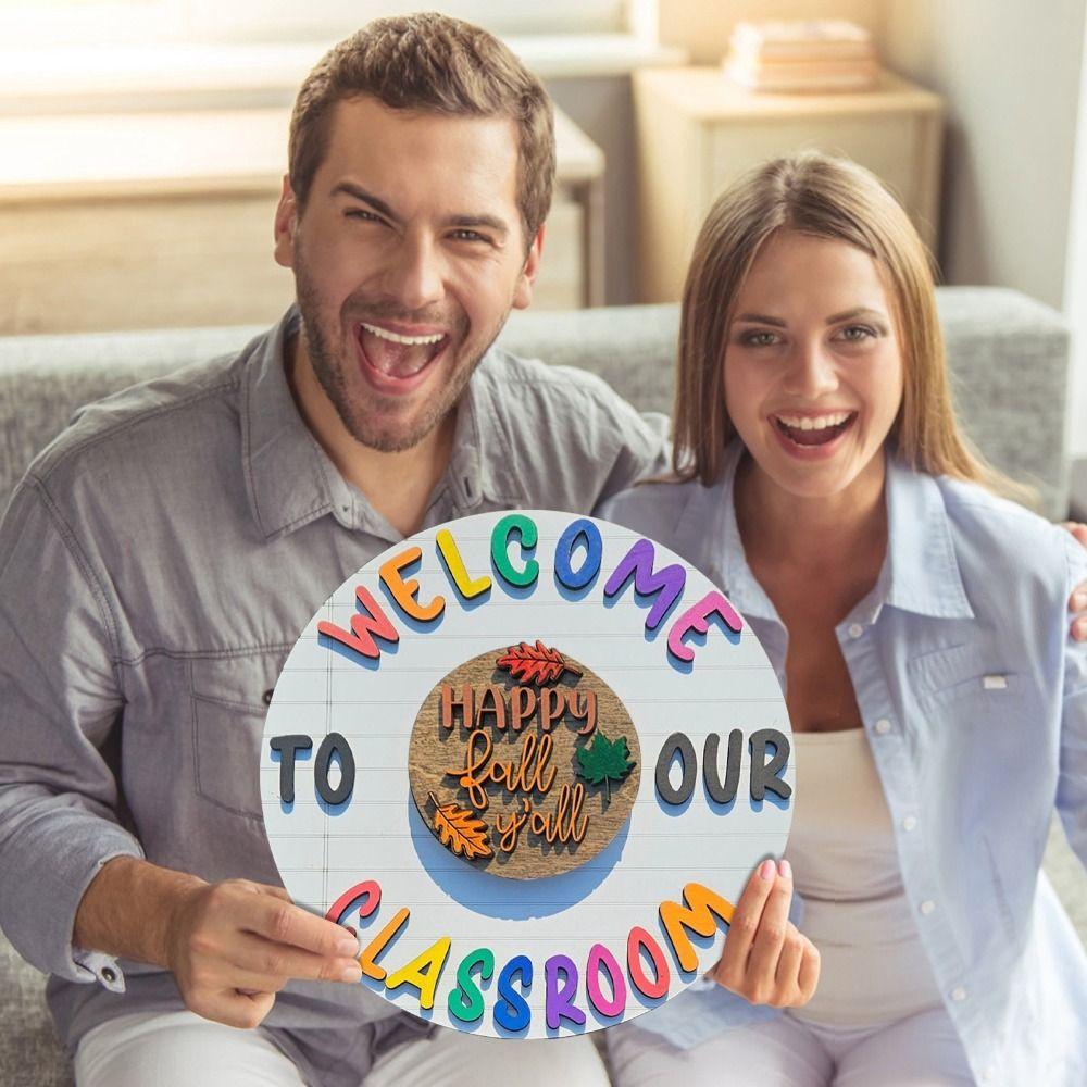 Cartoon Welcome To Our Classroom Sign Wooden Door Hanging Ornament Welcome Door Signs  Classroom