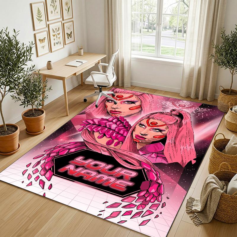 Personalized Crystal Velvet Carpet,Lady Gaga Custom Printed Name, Plush Area Rug For Home Indoor Decor