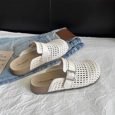 Повседневная сумка голова ленивые тапочки женские 2025 лето новый повседневный универсальный ленивый обувь полые дышащие прохладные тапочки