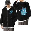 Hot Anime Fairy Tail Happy Cat Cute Graphic Hooded Men Women Zip Up Hoodies Casual Loose Sweatshirt Harajuku Men's Zipper Jacket
