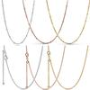 Rose Gold Beaded & Curb Sliding Clasp Chain Adjust Basic 925 Sterling Silver Necklace for Bead Charm DIY Jewelry