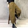 Весенне-осенние ретро брюки кэжуал с высокой талией и прямыми штанинами для женщин, стильные свободные брюки большого размера в стиле милитари