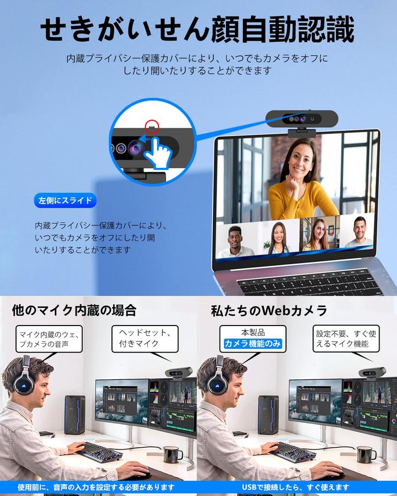 Веб-камера 1080P Микрофон Совместимость с распознаванием лица Windows Hello Автофокус HD-камера 2 мегапикселя Широкий угол Широкая совместимость Совместима для