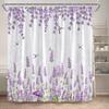 Фиолетовая лавандовая шторка для душа бабочка стрекоза акварельный цветочный растительный набор штор для ванны из полиэстера декор для ванной