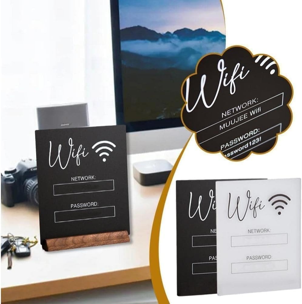 Wifi Password Sign Elegant Acrylic Table Wifi Sign Board for Guest Use Free Network Wifi Notice Decor No Base