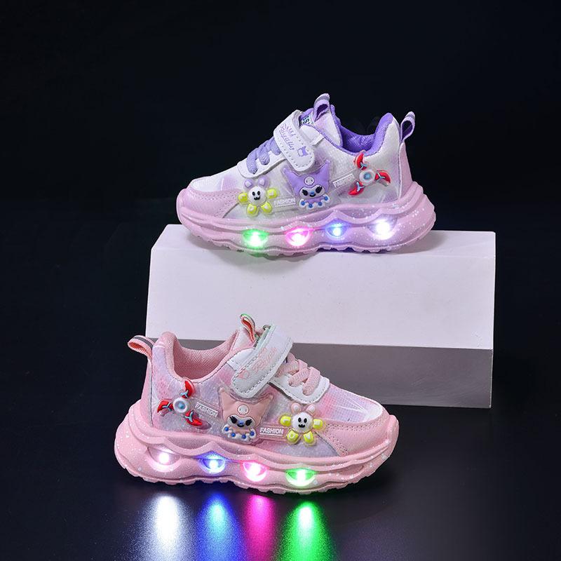 Children's Leather Shoes Light Up Spring Girls Cartoon Casual Light Shoes