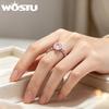 WOSTU Luxury Sakura Cut Pink Cubic Zirconia Ring Real 925 Silver Cherry Blossom Flower Ring for Her Birthday Valentine's Gift