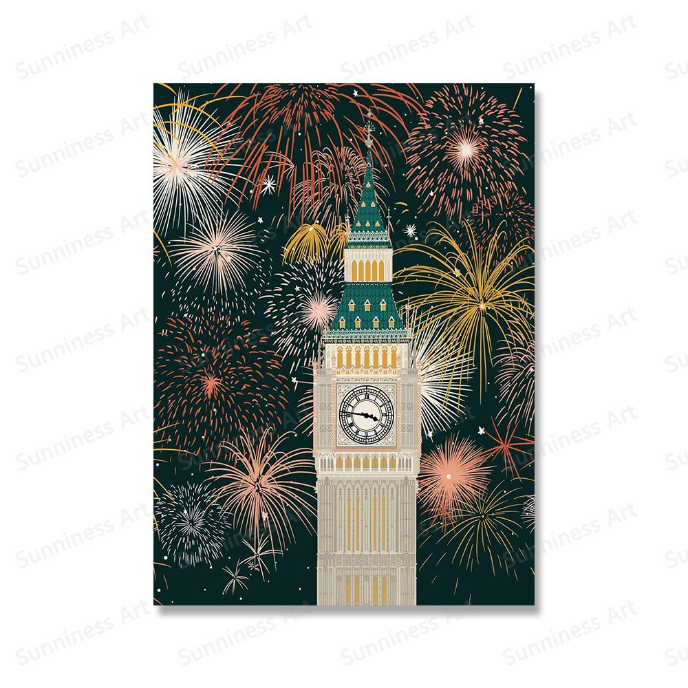 Paris London New York Milan China Wall Art Canvas Painting Nordic Landscape Poster And Print Wall Pictures For Living Room Decor