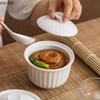 Pure White Ceramic with Lid Bowl Creative Soup Bowl Steamed Egg Bowl Dessert Bowls Service Bowls Hotel Specialty Tableware