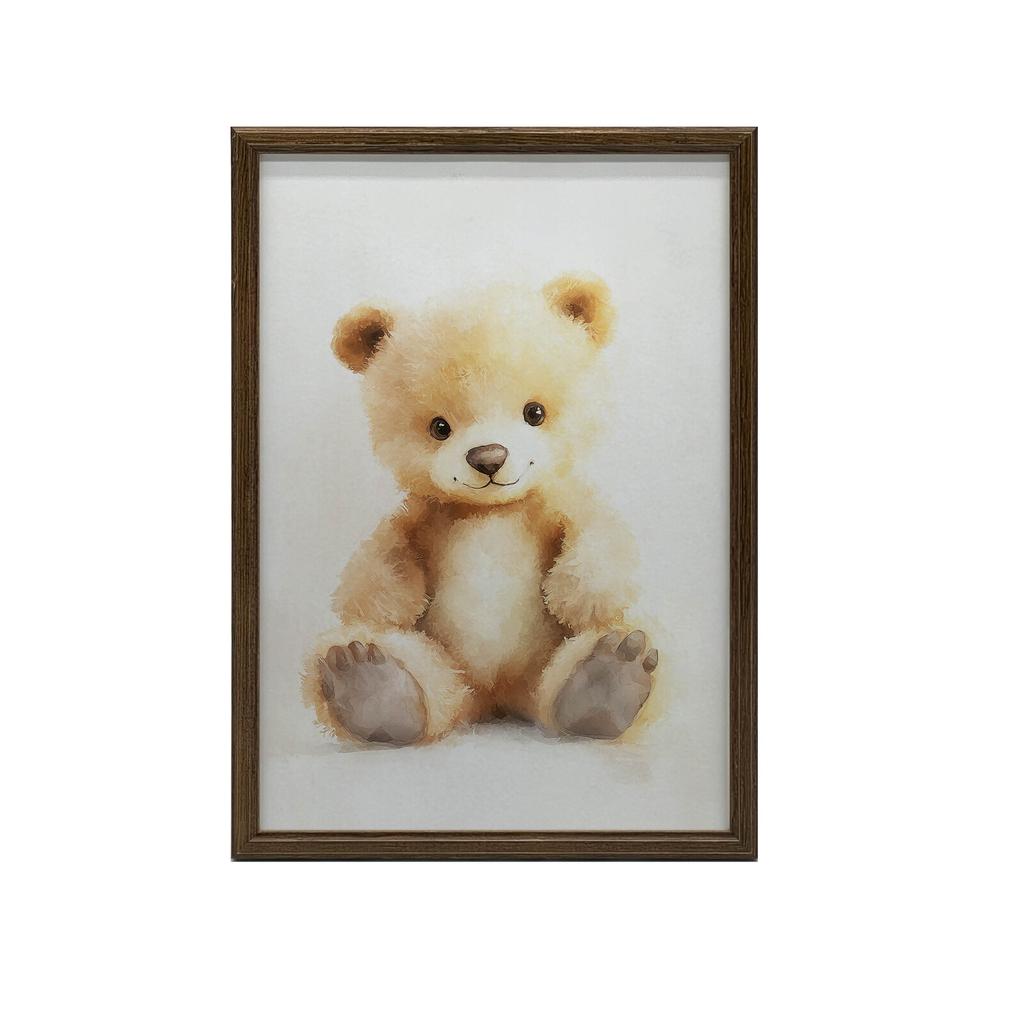 Pluszowy Uroczy Miś Pluszowy Uroczy Miś, 70X100 Cm, Rama Drewniana Jasny Dąb, Papier Matowy 230 Gsm