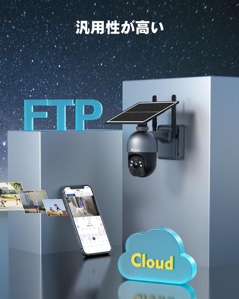 Ctronics Security Outdoor 6W Solar Luminous Human Alarm FTP 5DBi High Performance Family Smartphone No Power No Wiring Security Sticker Cloud MircoSD