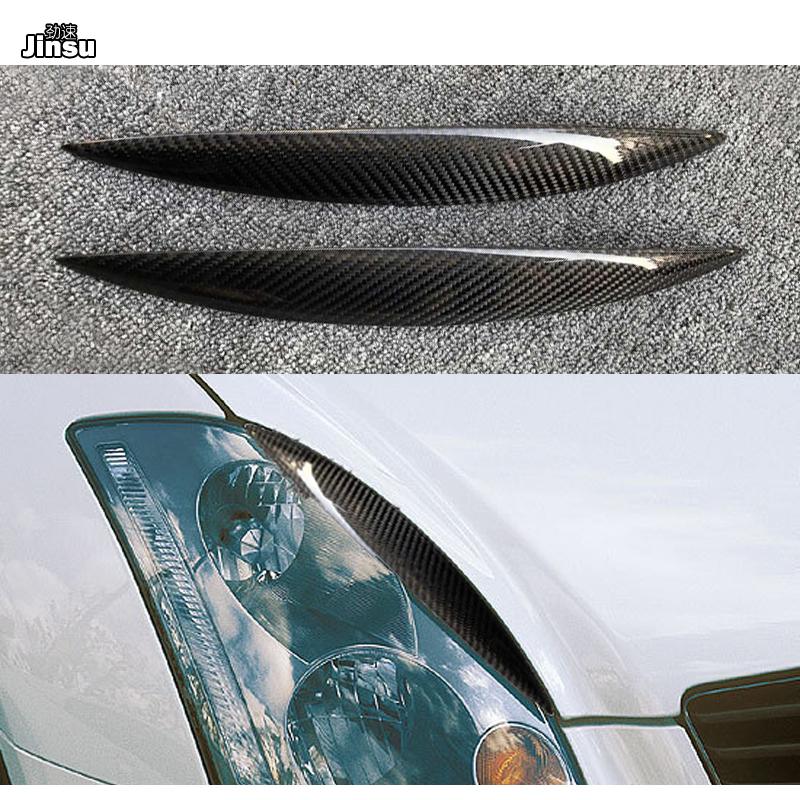 For Infiniti G35 Sedan 2002 - 2007 Carbon Fiber Headlight Cover Eyelids V35 Fiber Glass FRP Primer Front Lamp Decorative Sticker