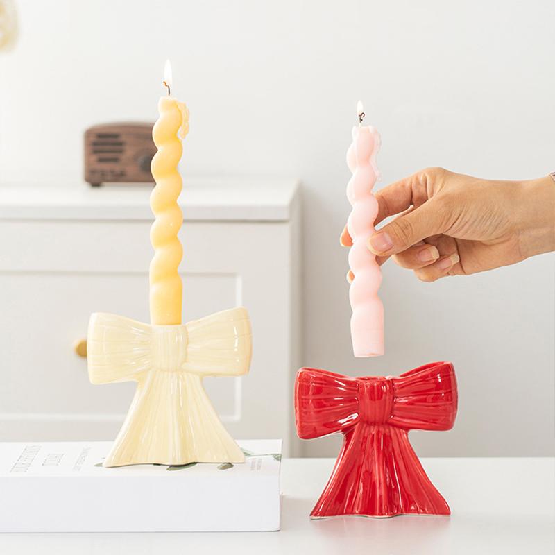 Керамические изделия ручной работы Декоративный подарок Атмосфера Дизайн в форме банта Креативный подсвечник Ins Несколько цветов Украшения 5 цветов