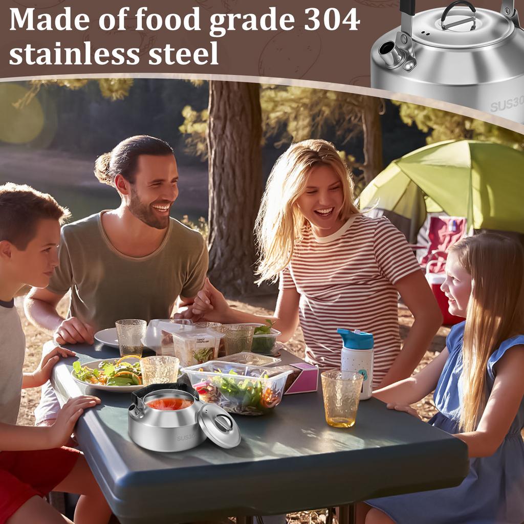 1/1,5 л Походный чайник с ручкой против ожогов из нержавеющей стали Портативный уличный котелок для чая и кофе для путешествий и активного отдыха