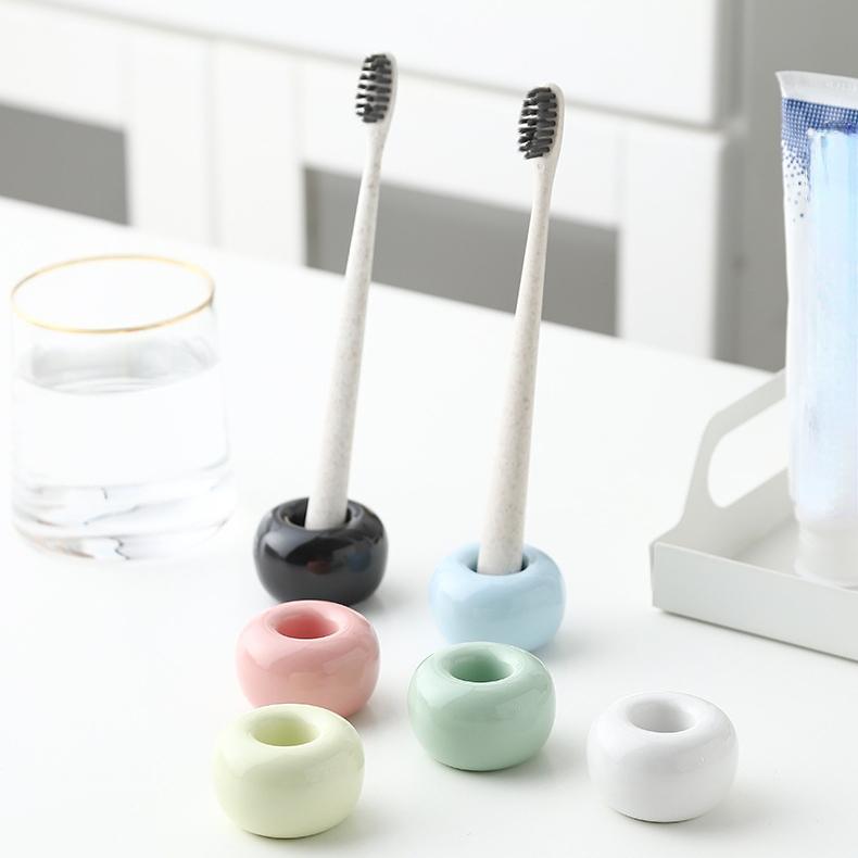 Креативный керамический держатель для зубных щеток для ванной комнаты, портативный мини-макарон, цветная подставка для кистей, полка, базовая рама, стеллаж для хранения инструментов для ванной комнаты