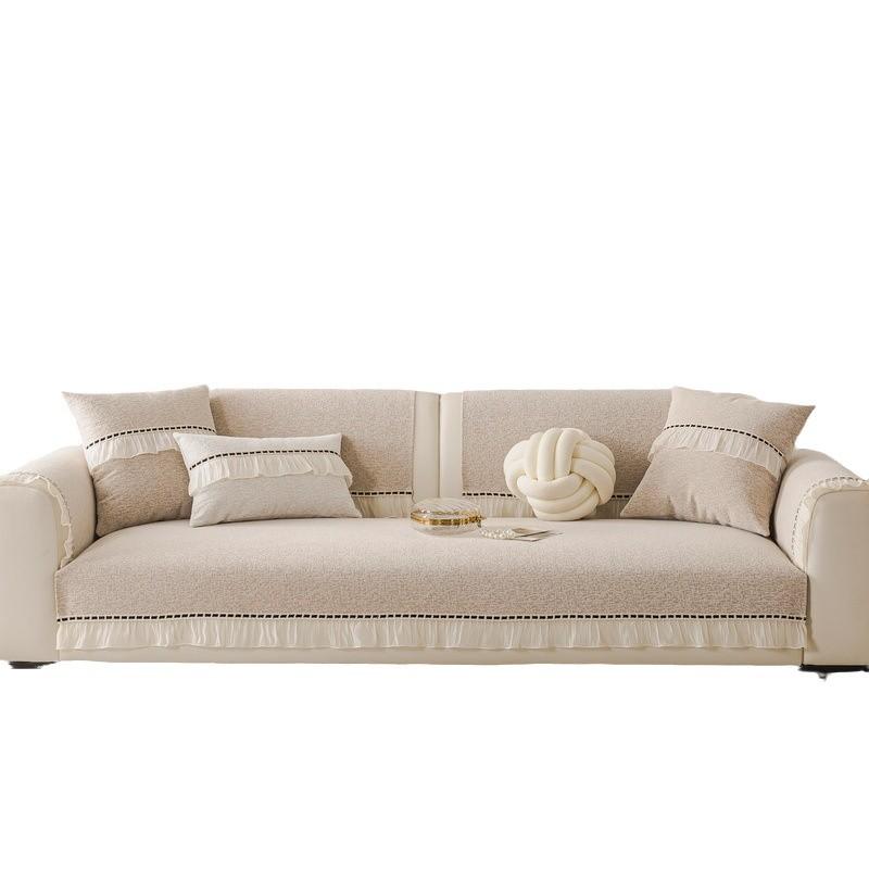 French Sofa Cushion, Universal In All Seasons, Non-Slip Seat Cushion New Cream Wind High-End Straight Row Sofa Cover