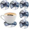 6Pcs Cup Mat Coaster Blue Marble Pattern Acrylic Cup Drink Mat Plate Rug Mug Pad Coasters for Mugs and Cups Table Decoration