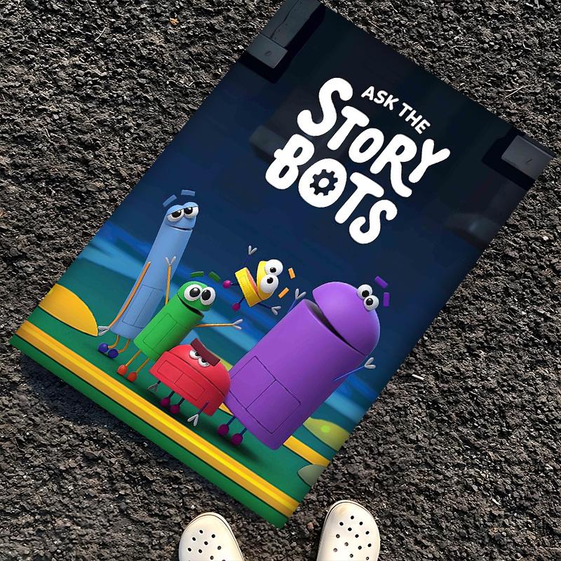 Ask Storybots Polyester Carpet, Soft Indoor Mat for Office Chair, Living Room, Computer Desk - Decorative Home Office Rug Design